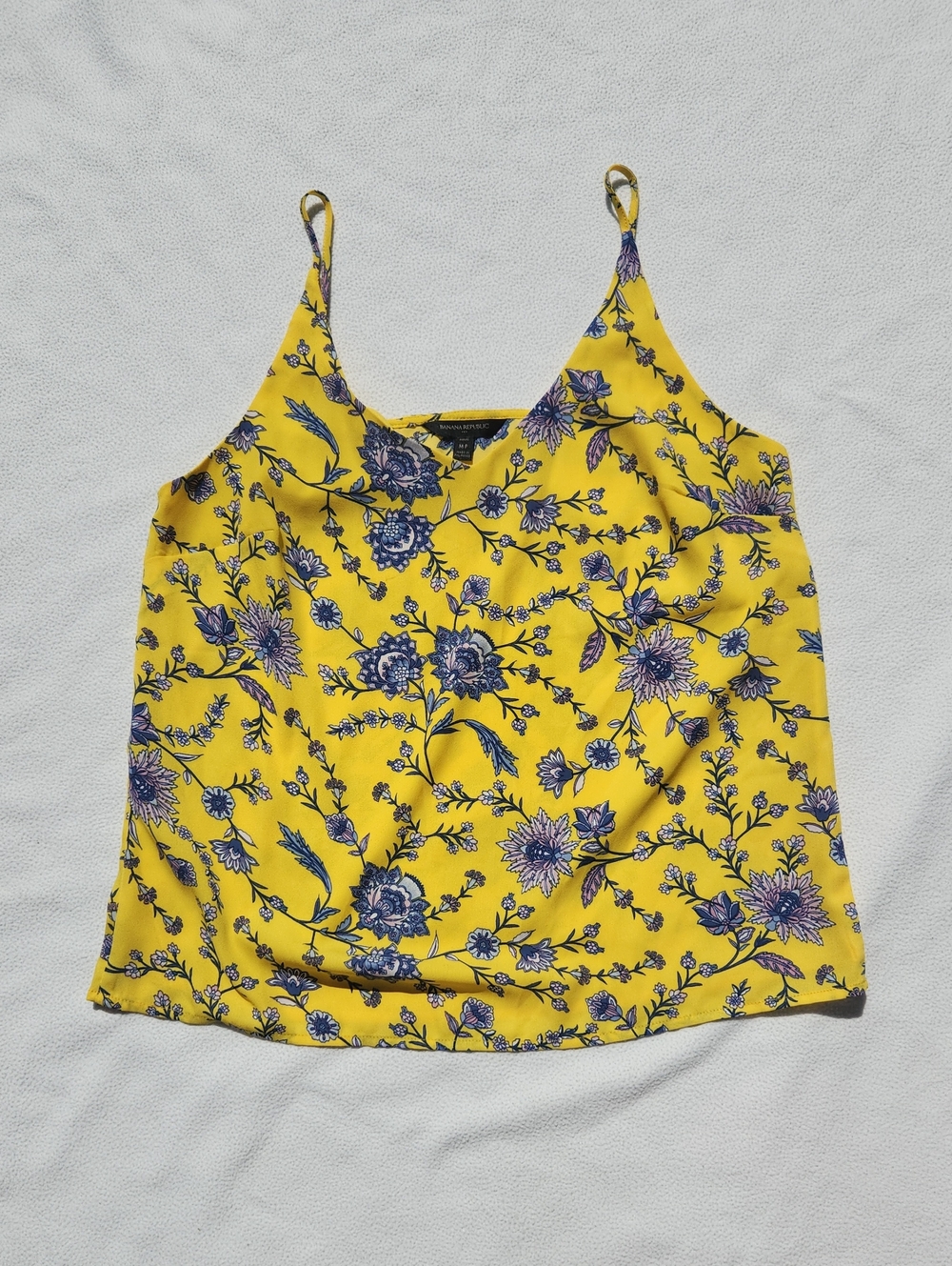 Banana Republic Yellow Floral V-Neck Cami Tank Top Petite Medium MP
